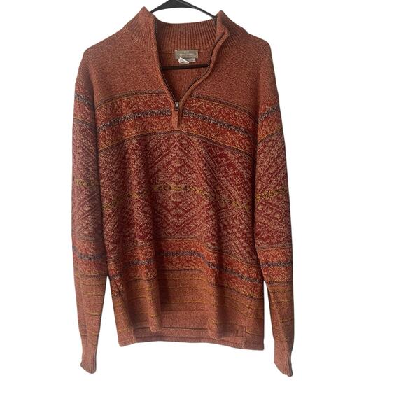 The Territory Ahead Vintage Size Small Orange Knit 1/4 Zip Outdoor Sweater - Picture 1 of 7